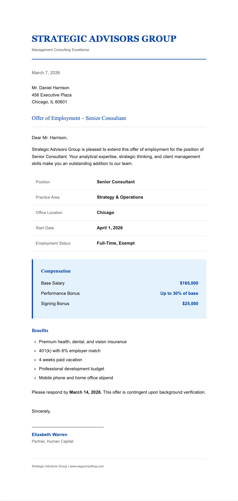 Consulting professional